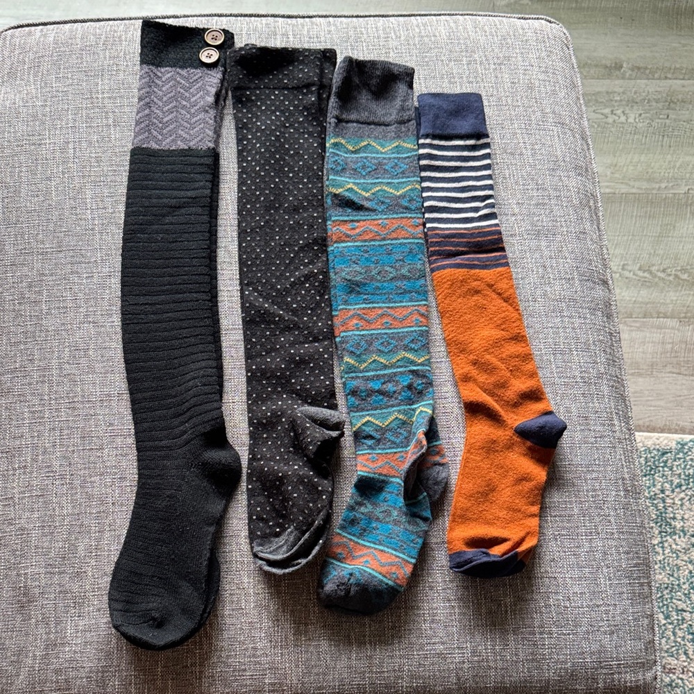 Bundle four pairs Colorful Women's Knee-High Socks Set NWOT